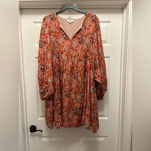 Entro Floral Red and Orange Dress